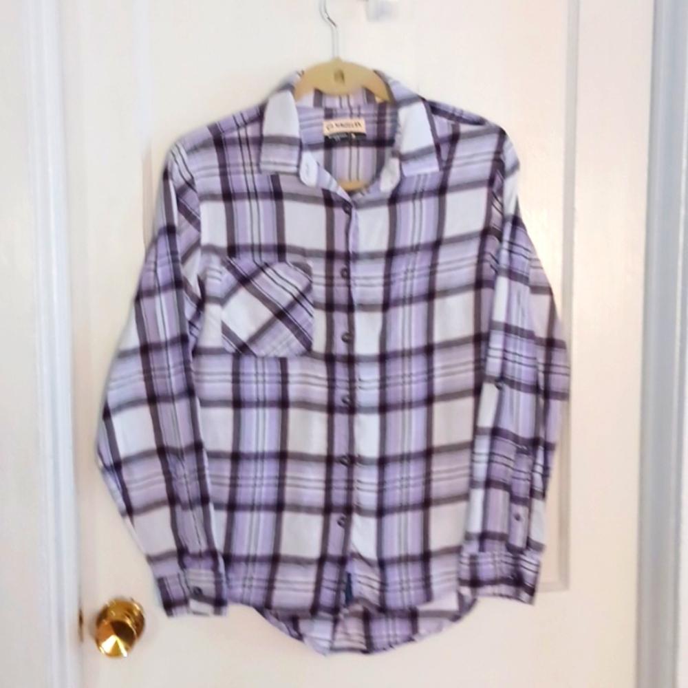 Magellan outdoors flannel shirt boyfriend fit size medium